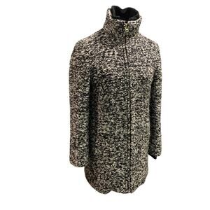 Size 2 J.Crew Womens Lodge Coat Jacket Boucle Black White H2632
